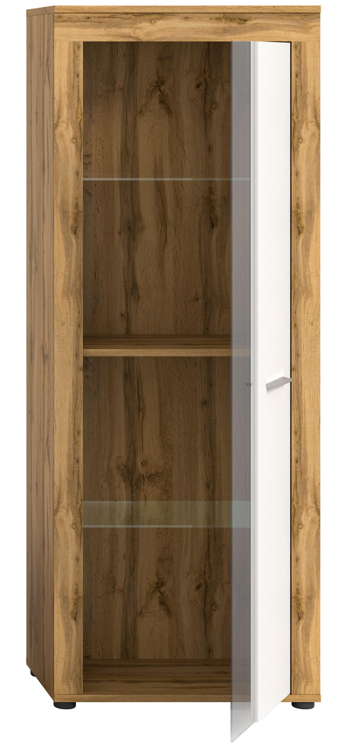 VITRINE JAM (B/H/T: ca. 60/159/35 cm) in Wotan Eiche Nachbildung/weiß - Eiche Wotan, Holzwerkstoff (60/159/35cm)