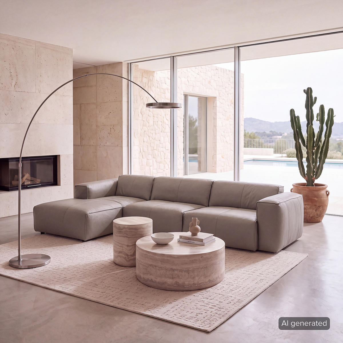3-SITZER ECKSOFA mit Longchair - Hellgrau/Schwarz, Leder/Kunststoff (317/173cm) - home24