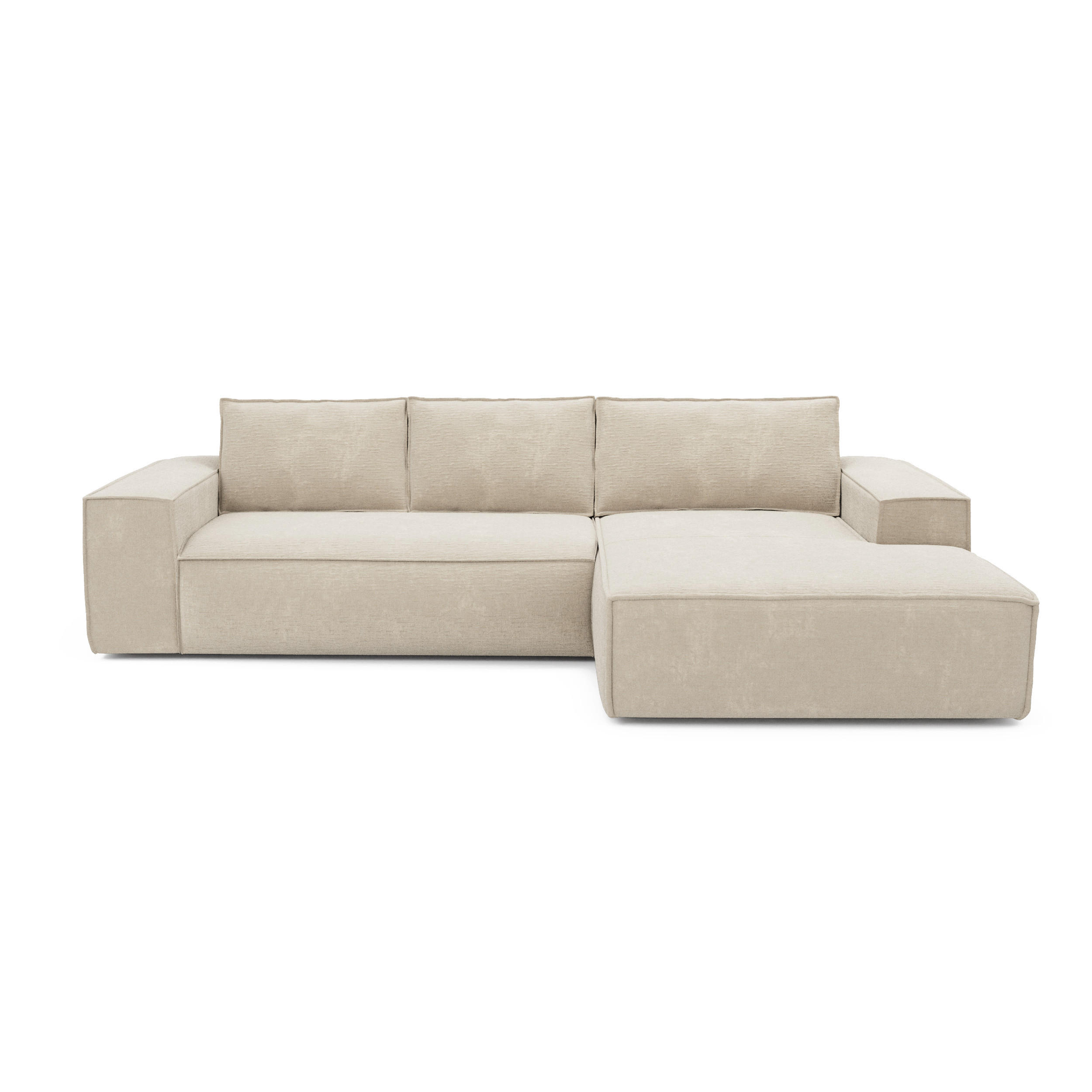 ECKSOFA RECHTS Samt Creme 302cm - Creme, Textil (302/165cm) - Sia Home