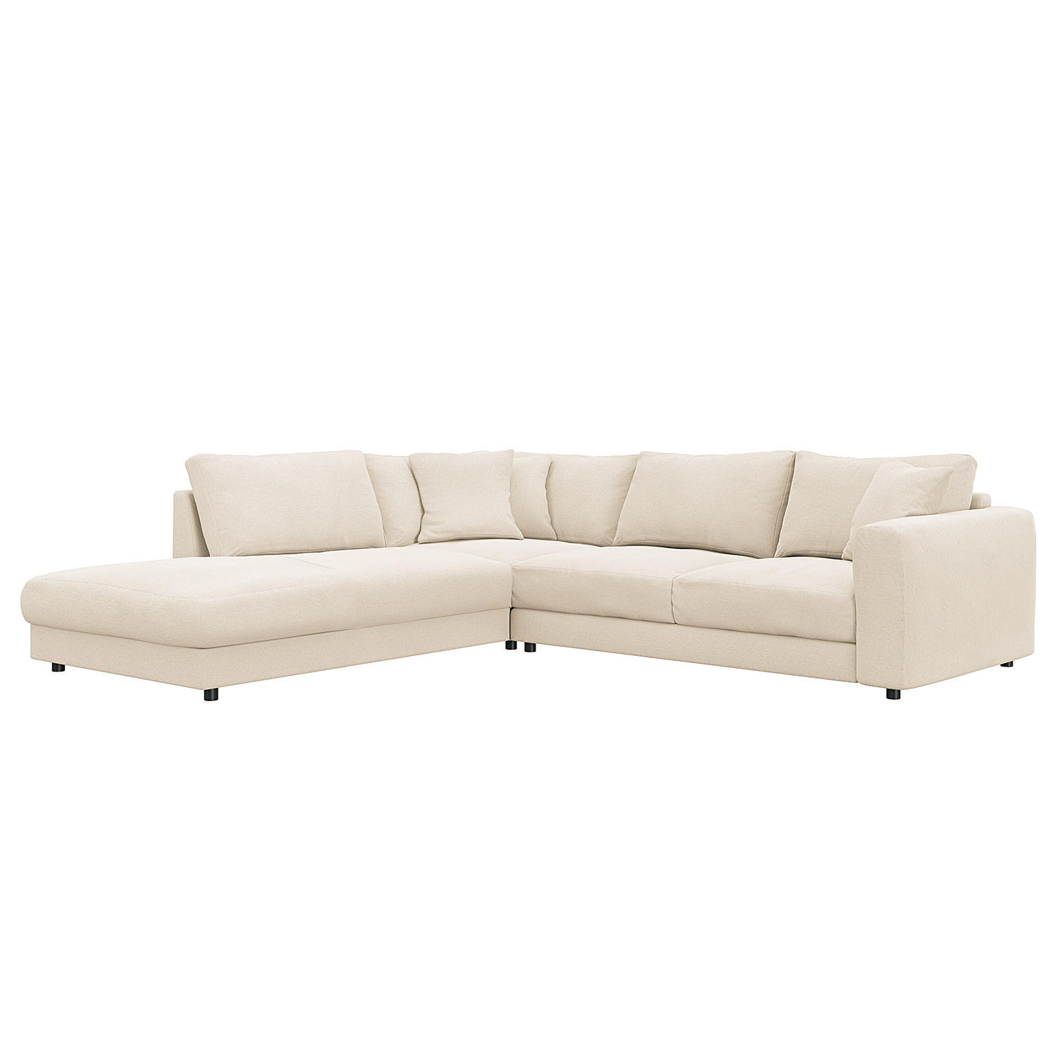 ECKSOFA mit Ottomane - Beige/Schwarz, Holz/Kunststoff (267/254cm) - home24