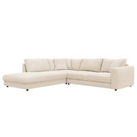 ECKSOFA mit Ottomane - Beige/Schwarz, Holz/Kunststoff (267/254cm) - home24