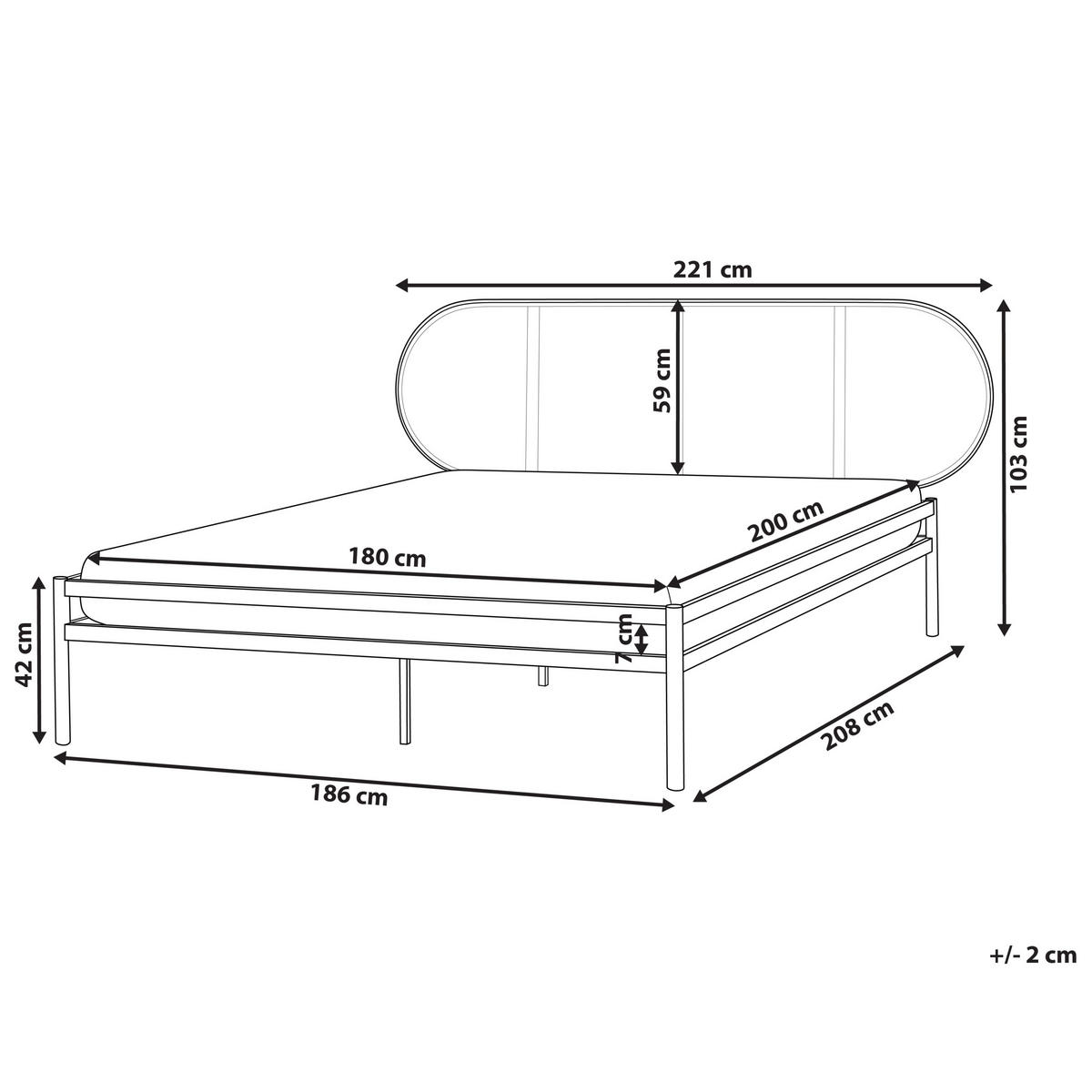 BETT mit Lattenrost 180/200 cm Hellbraun Boulin - Hellbraun/Schwarz, Metall (180/200cm) - Beliani