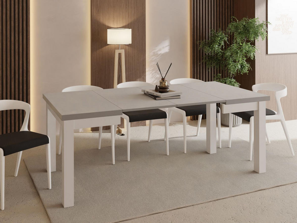 ESSTISCH Toren Weiß ausziehbar verlängerbar quadratisch, Kaschmir 100-200/100/76.5 cm - Kaschmir/Weiß, Holz/Holzwerkstoff (100/100/77cm) - WFL GROUP