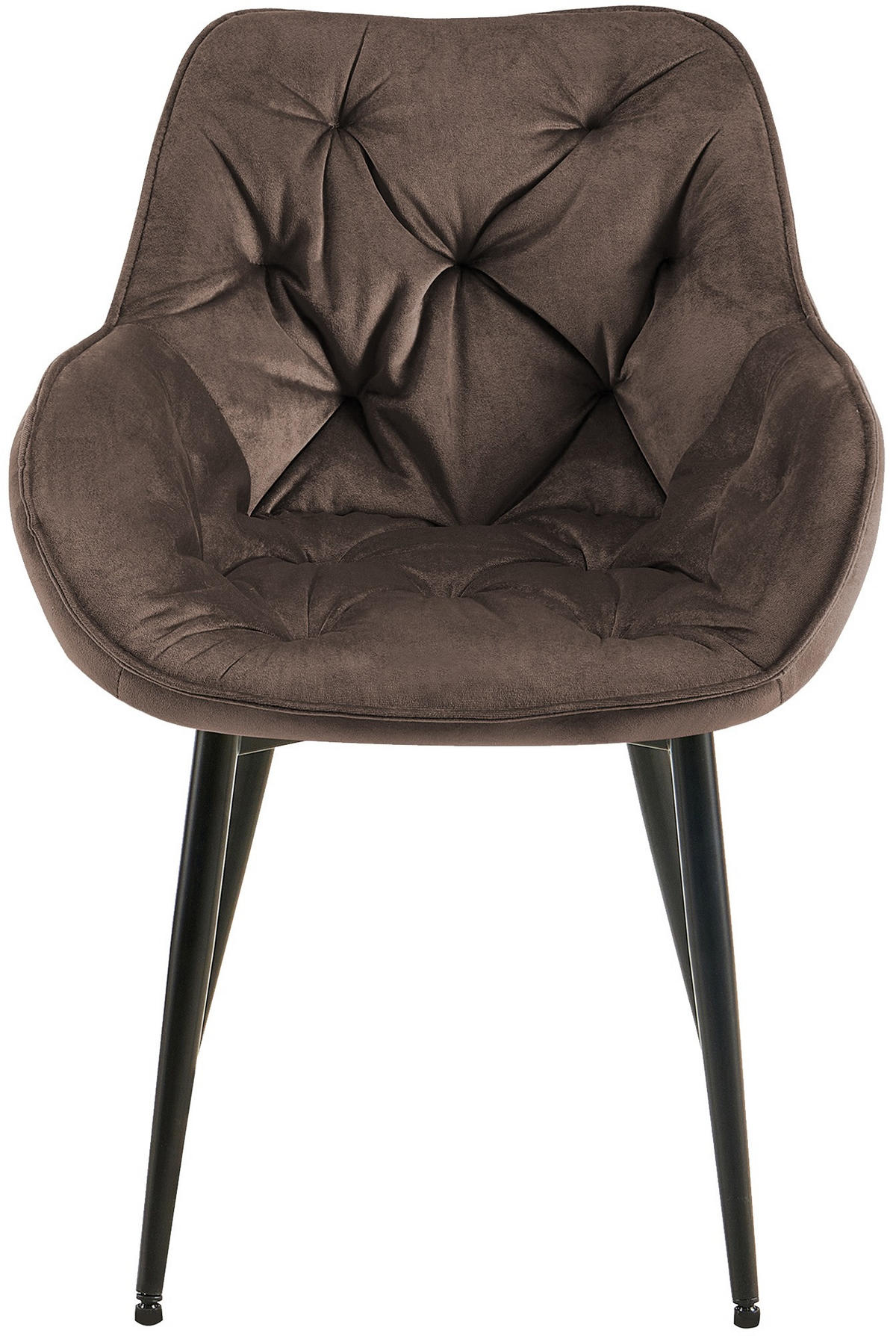 ARMLEHNENSTUHL Samt braun - Schwarz/Braun, Textil/Metall (58/83/62cm) - CLP