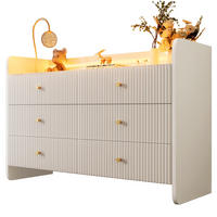 SIDEBOARD mit LED-Beleuchtung 120 x 40 x 75 cm Weiß 6 Schubladen - Weiß, Holzwerkstoff (120/75/40cm) - Meubliv