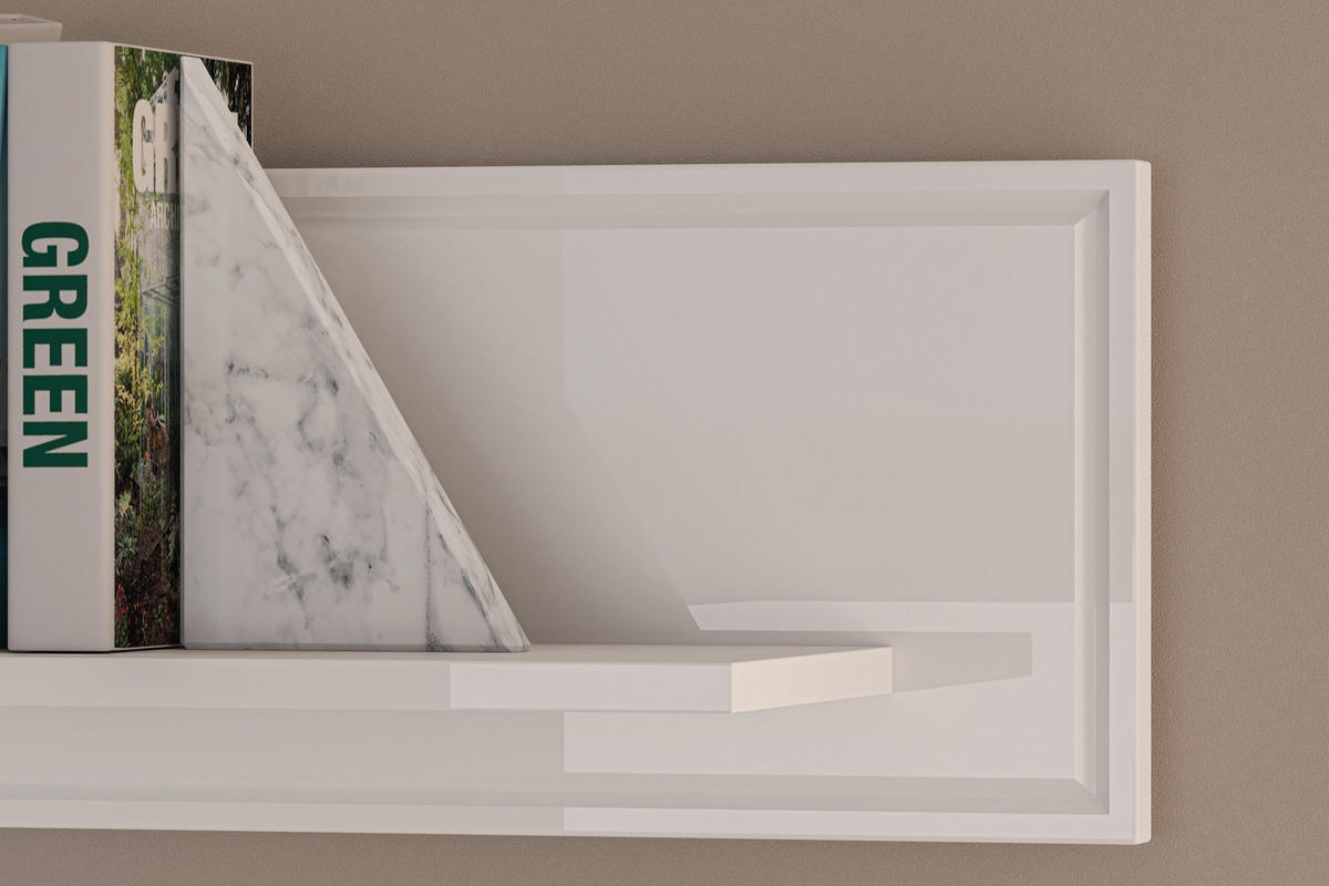 WANDREGAL ISORIA 120 cm, Glas Weiß - Weiß, Holz/Metall (120/23/22cm) - KONSIMO®