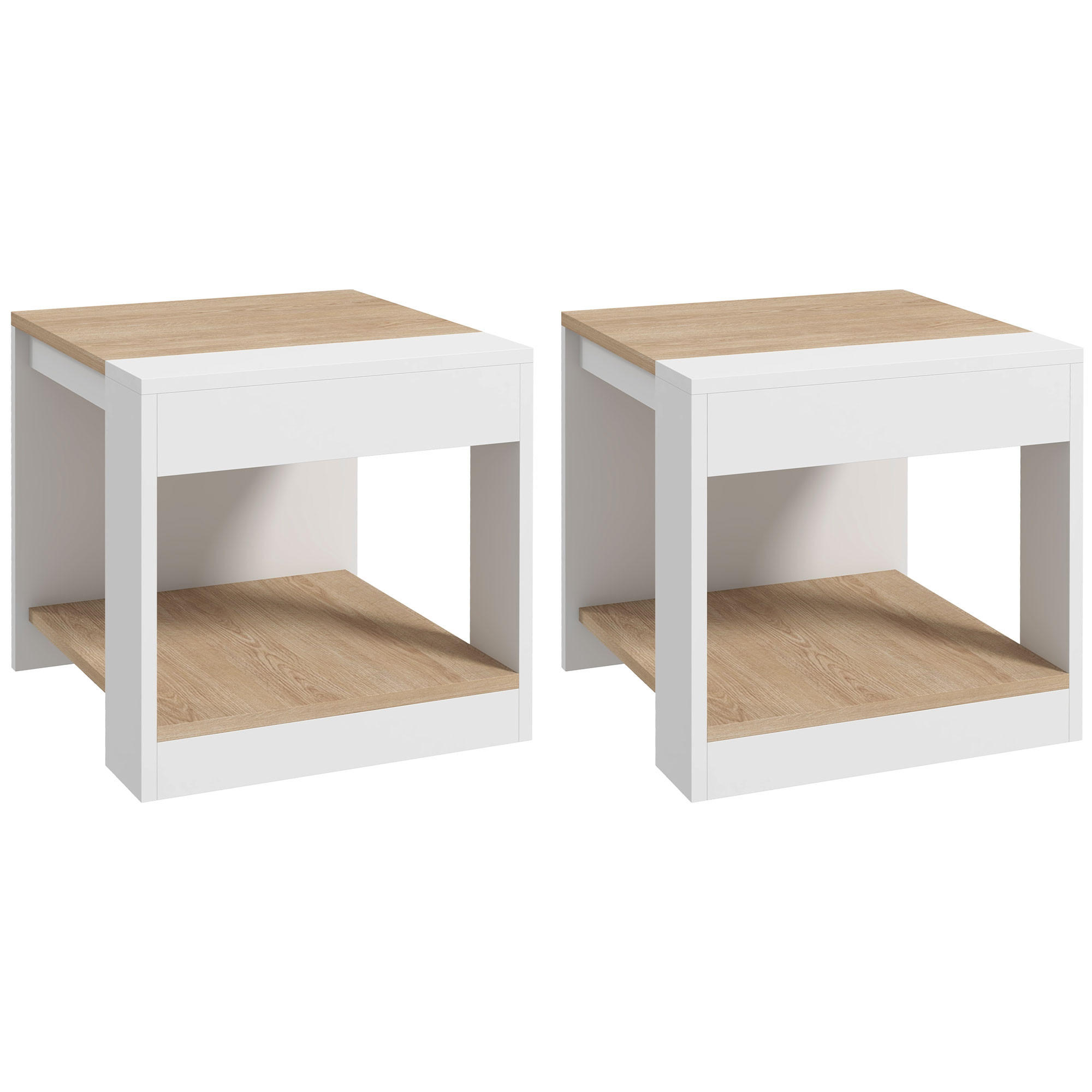 BEISTELLTISCH Weiß 2 Stück - Weiß, Kunststoff (40/40/45cm) - GiPP