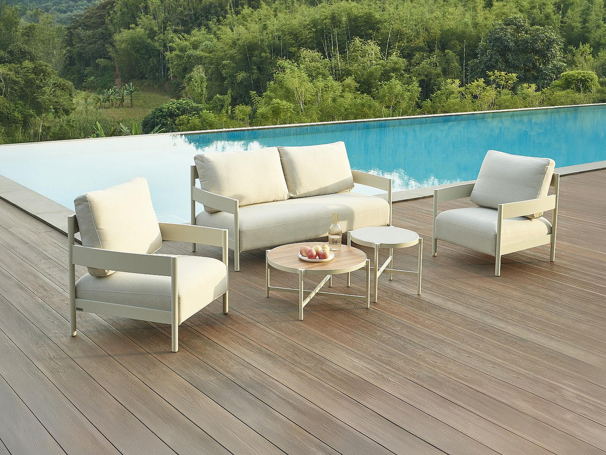 GARTENSITZGRUPPE im Set - 4 -Sitzer - Aluminium - beige, cremefarben - LOMAM - Beige, Metall - Vente-Unique