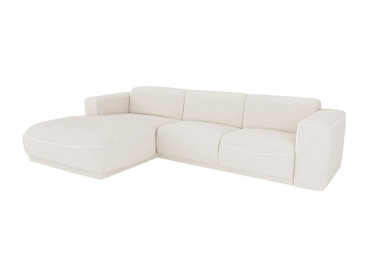 ECKSOFA - Ecke links - Bouclé-Stoff - Elfenbeinfarben - BLIMORO - Weiß, Textil (290/160cm) - Vente-Unique