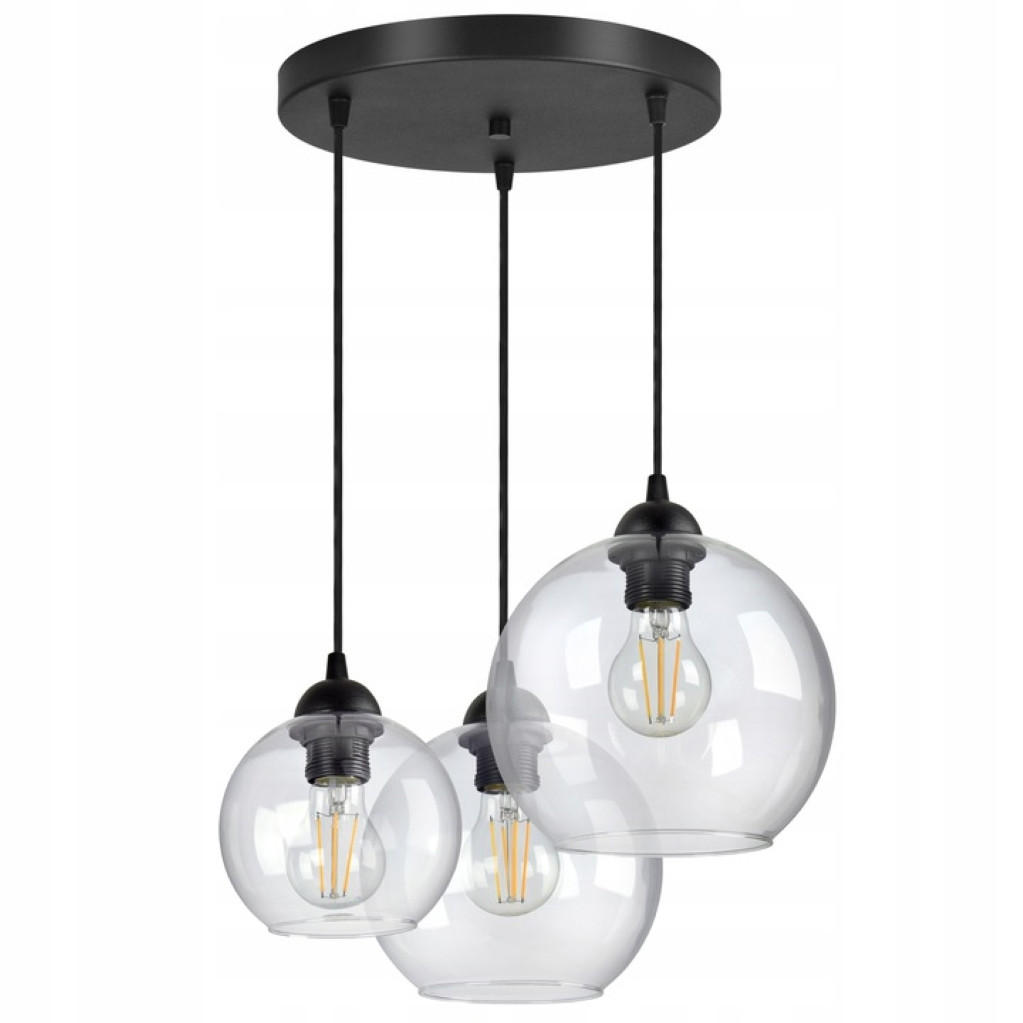 PENDELLEUCHTE HAGEN - Transparent/Schwarz, Glas/Metall (45/45/80cm) - kiki design