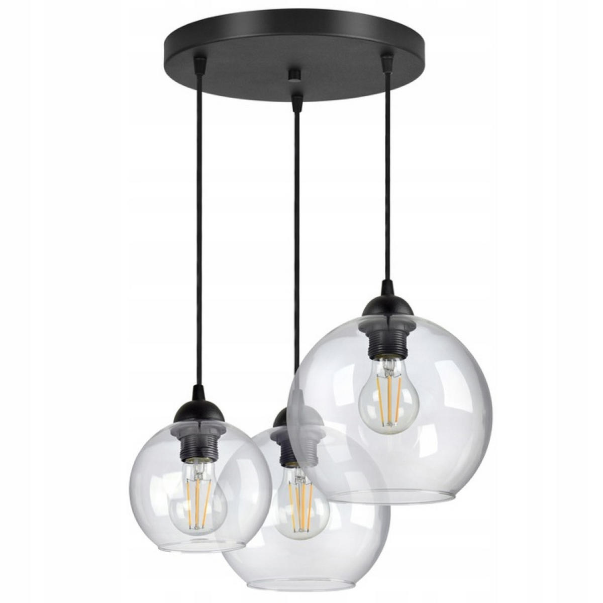 PENDELLEUCHTE HAGEN - Transparent/Schwarz, Glas/Metall (45/45/80cm) - kiki design