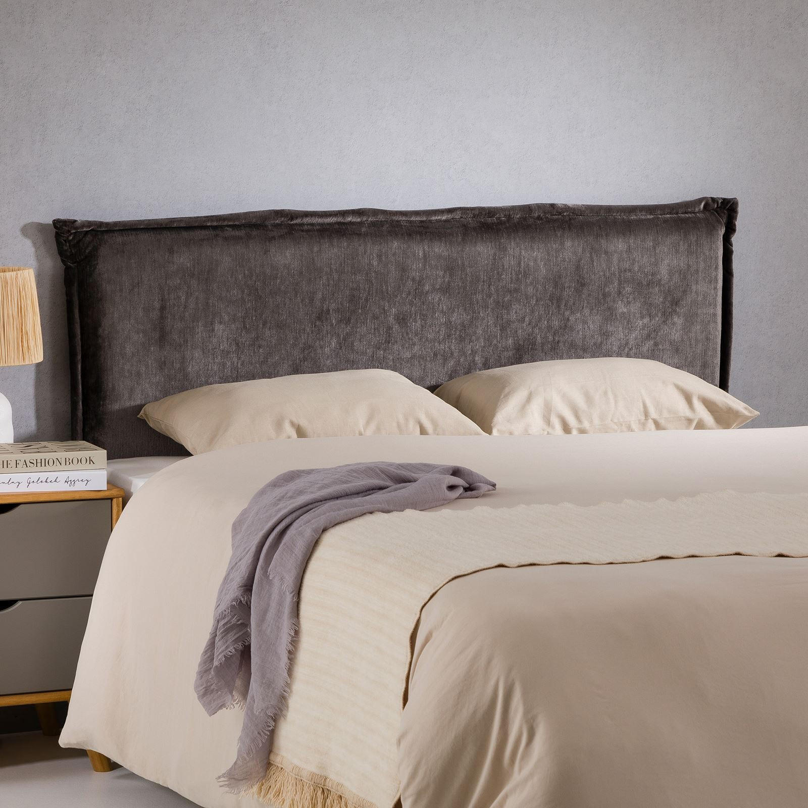 KOPFTEIL OVIO 160X190 CM - Grau, Textil (162/94/7cm) - IDIMEX