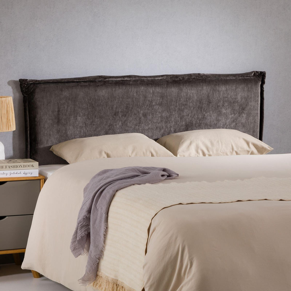 KOPFTEIL OVIO 160X190 CM - Grau, Textil (162/94/7cm) - IDIMEX