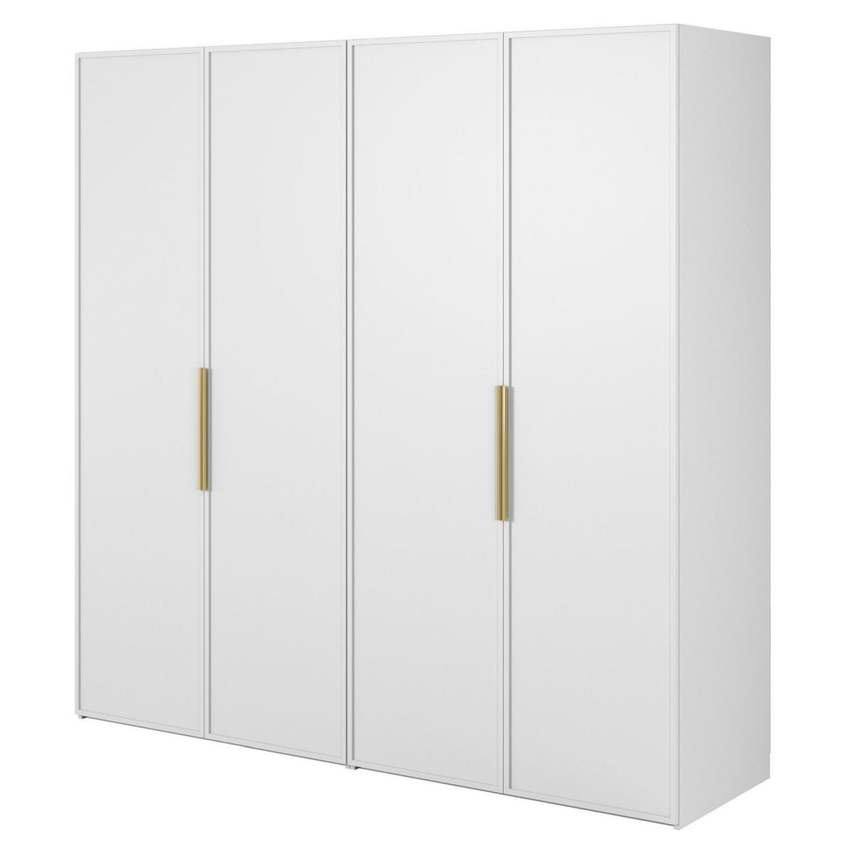 KLEIDERSCHRANK Frame Weiß 200 cm - Goldfarben/Weiß, Holzwerkstoff/Metall (200/200.5/57cm) - Selsey