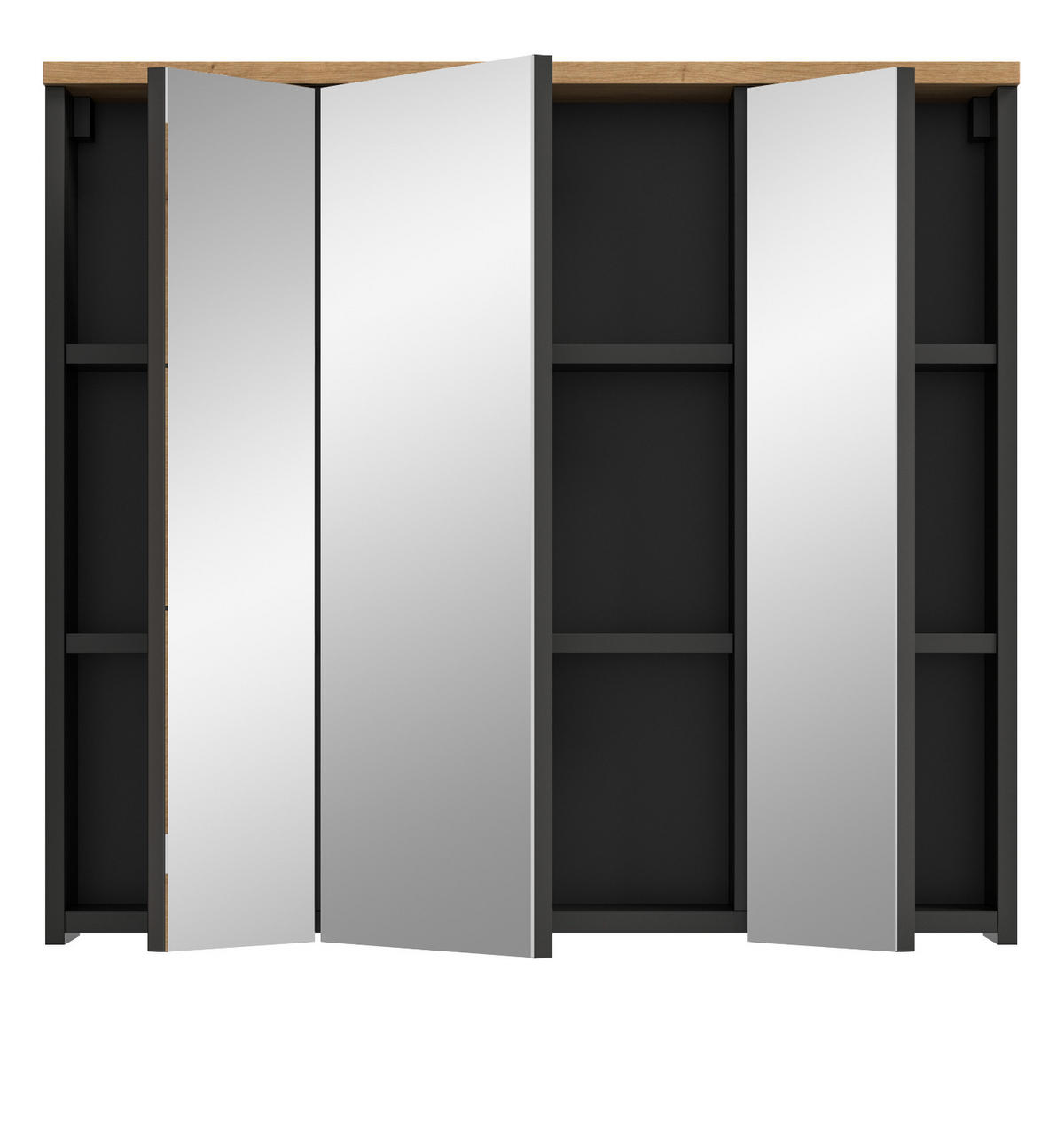 SPIEGELSCHRANK Eiche, grau 80 cm, Badschrank mit Soft-Close - Eiche Artisan/Grau, Glas/Holzwerkstoff (80/73/21cm) - Inn.Furn
