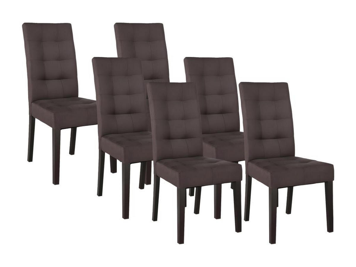 STUHL 6er-Set - Stoff & Holz - Braun - VILLOSA - Braun, Textil (61/100/48cm) - Vente-Unique