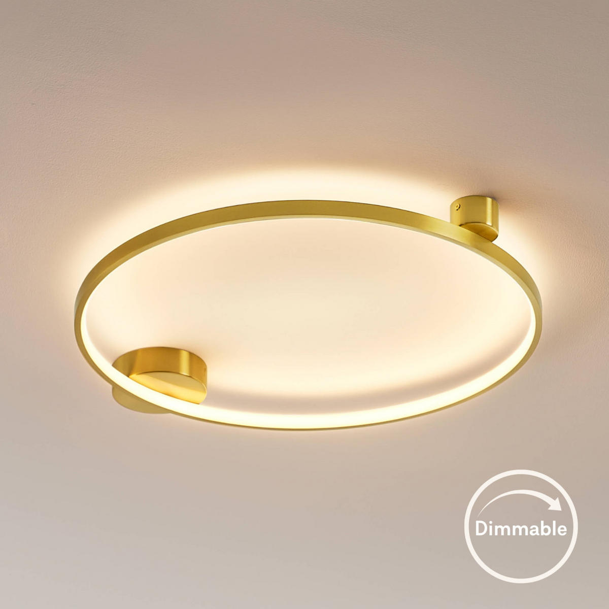 DECKENLEUCHTE Ceira, Messing, 63cm, Dimmbar - Goldfarben, Metall (63/60/60cm) - KOSILUM