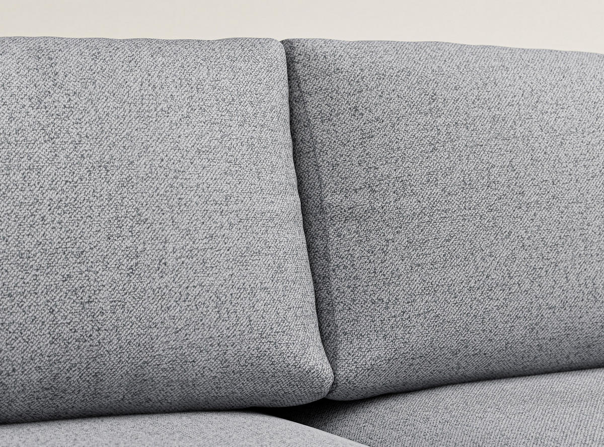 WOHNLANDSCHAFT MIT SCHLAFFUNKTION Numba Hellgrau Webstoff - Hellgrau/Schwarz, Holz/Holzwerkstoff (397/70/153cm) - Maison de Reve