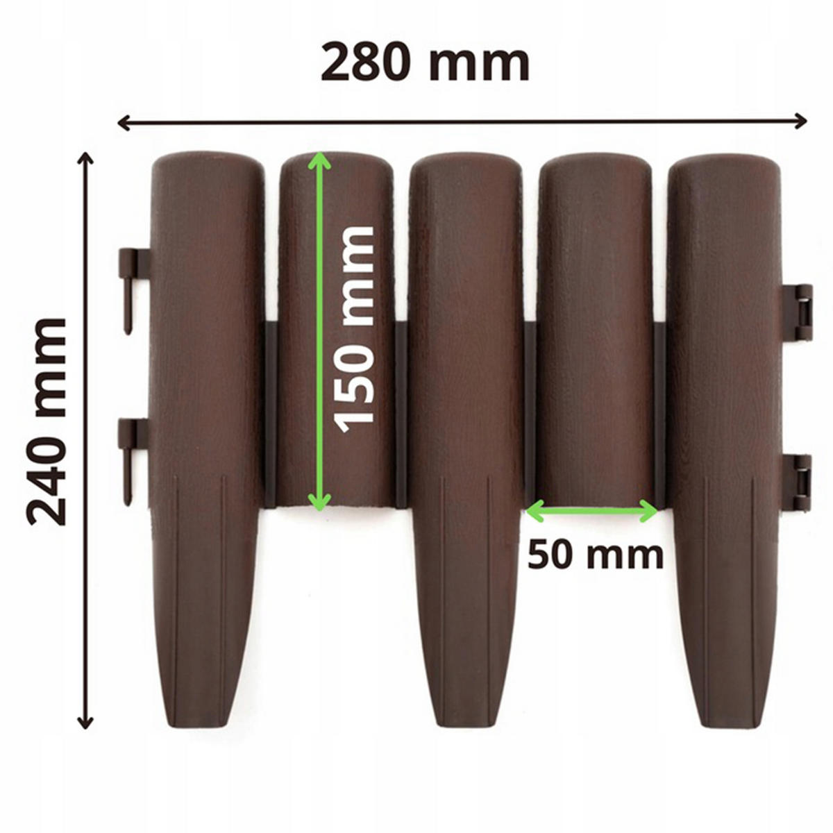 RASENKANTE 10-er Set Kunststoff Braun - Braun, Kunststoff (5/15/28cm) - KRUMAD