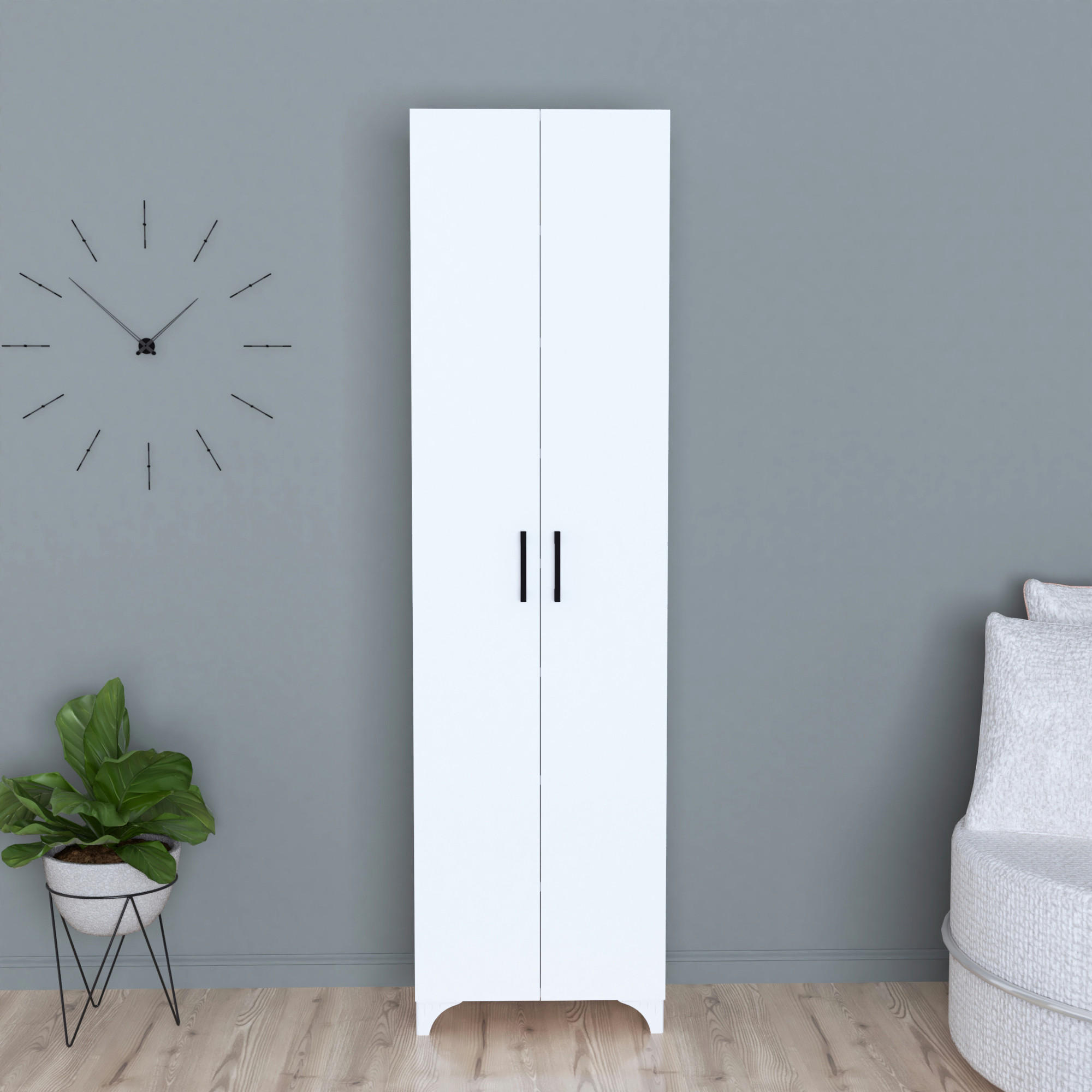 MEHRZWECKSCHRANK Strömsund - Weiß, Holzwerkstoff (48.5/177.5/32cm) - [en.casa]