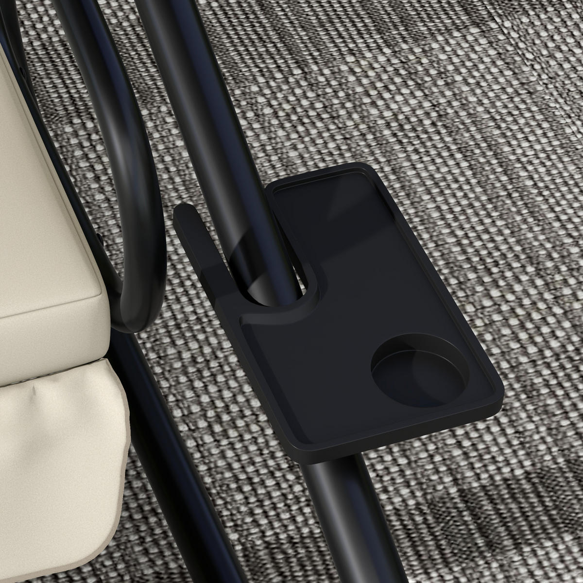 HOLLYWOODSCHAUKEL 3-Sitzer mit Verstellbar Dach Kissen Cremeweiß - Creme, Metall (120/164/200cm) - Outsunny