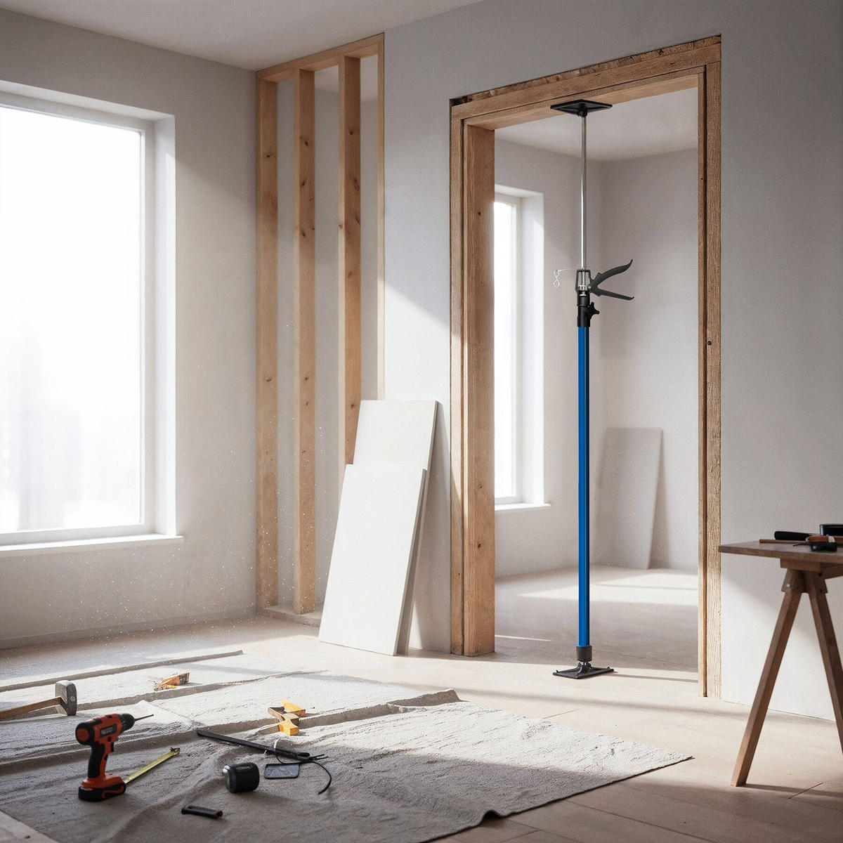 TELESKOPSTÜTZEN 4er Set, mit Schnellspannsystem, blau - Blau, Textil - tectake