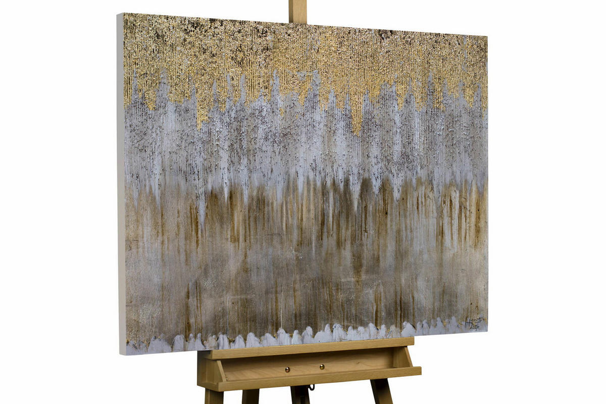 ACRYLBILD HANDGEMALT 100/75 cm - Goldfarben, Holz/Textil (2.32/75cm) - KUNSTLOFT