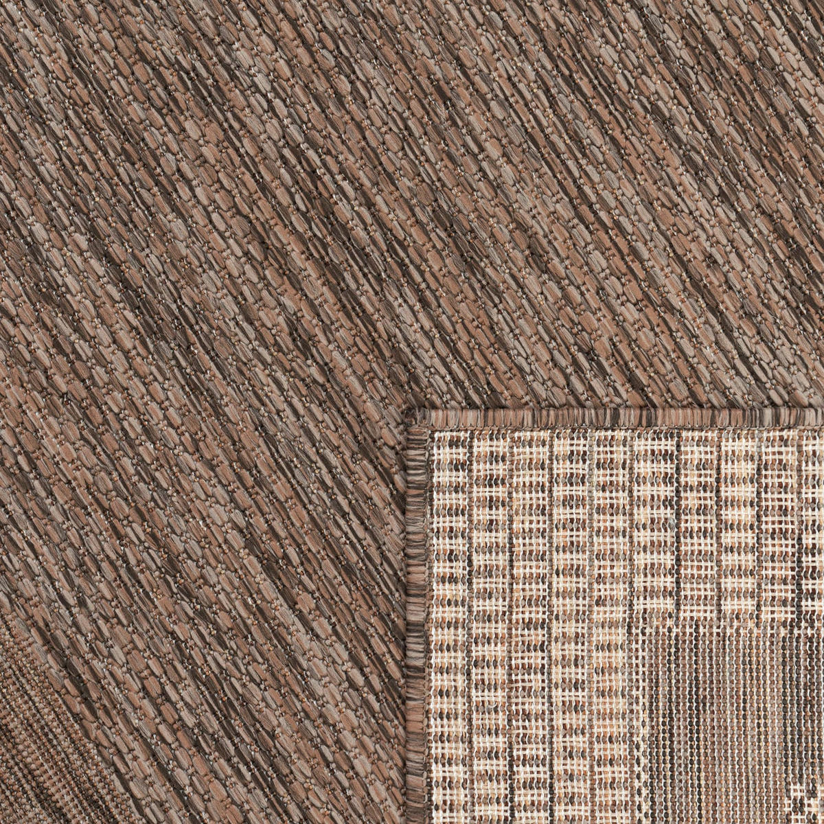 TEPPICH Outdoor Unifarben mit Bordüre Balkon, Terrasse schmutzabweisend Braun Läufer 80x150 - Braun, Textil (80/150cm) - KADIMA DESIGN