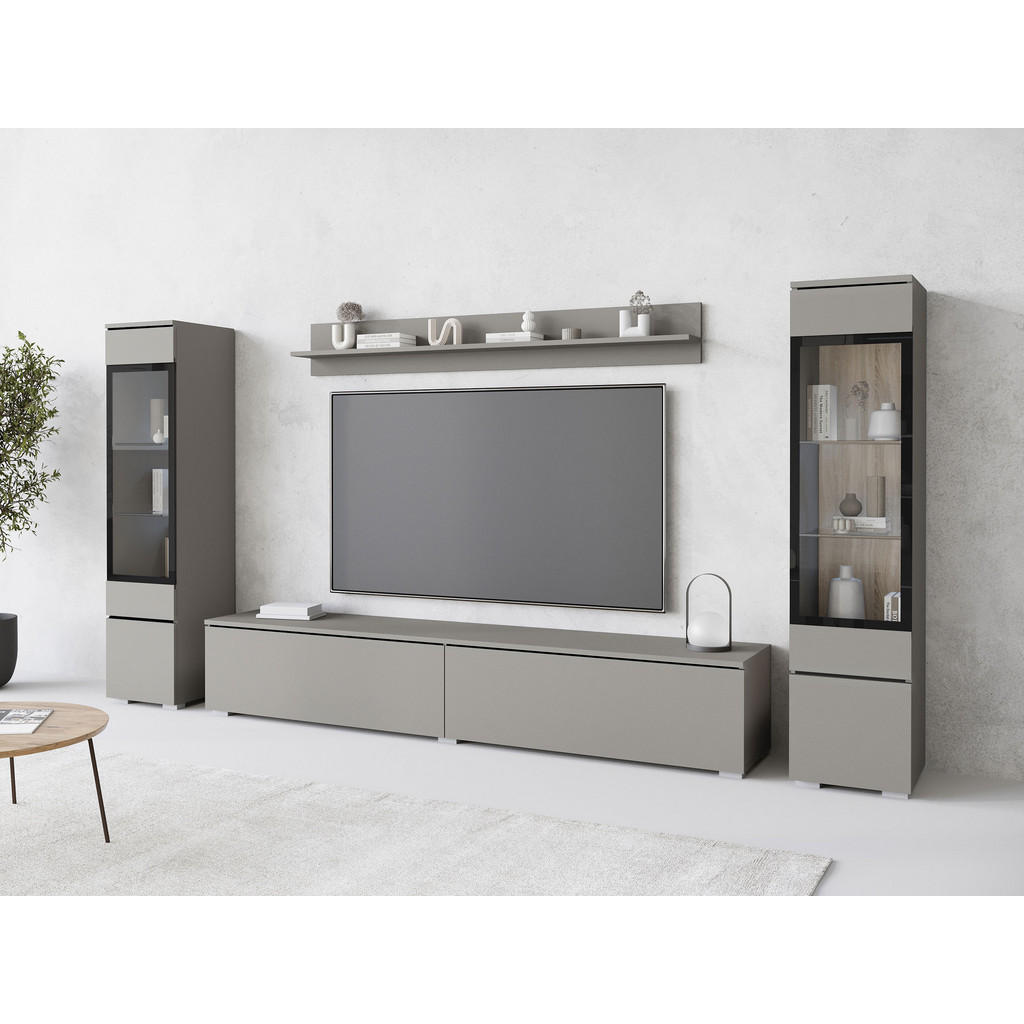 Thumbnail - Mirjan24 Wohnwand, Hellgrau, Holzwerkstoff, 30x130x33 cm, Wohnzimmer, Wohnwände, Wohnwand-Sets