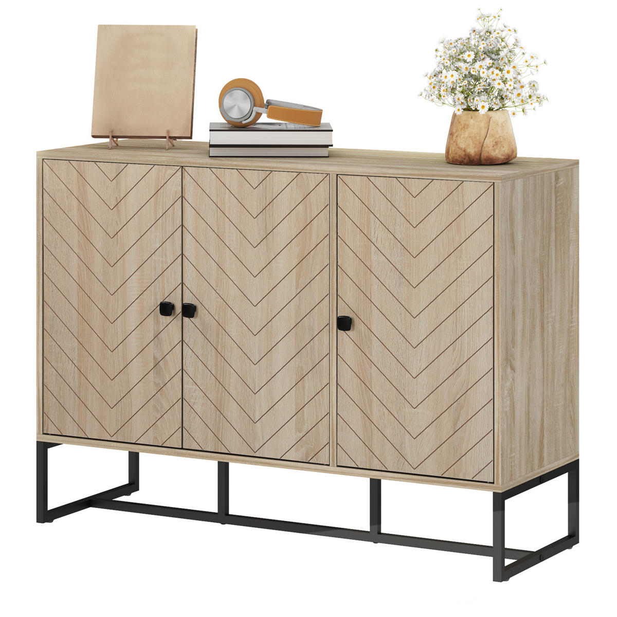 SIDEBOARD Eiche-Optik, 2 Türen, 108/40/80 cm - Eichefarben, Holz (108/80/40cm) - PANGIVO