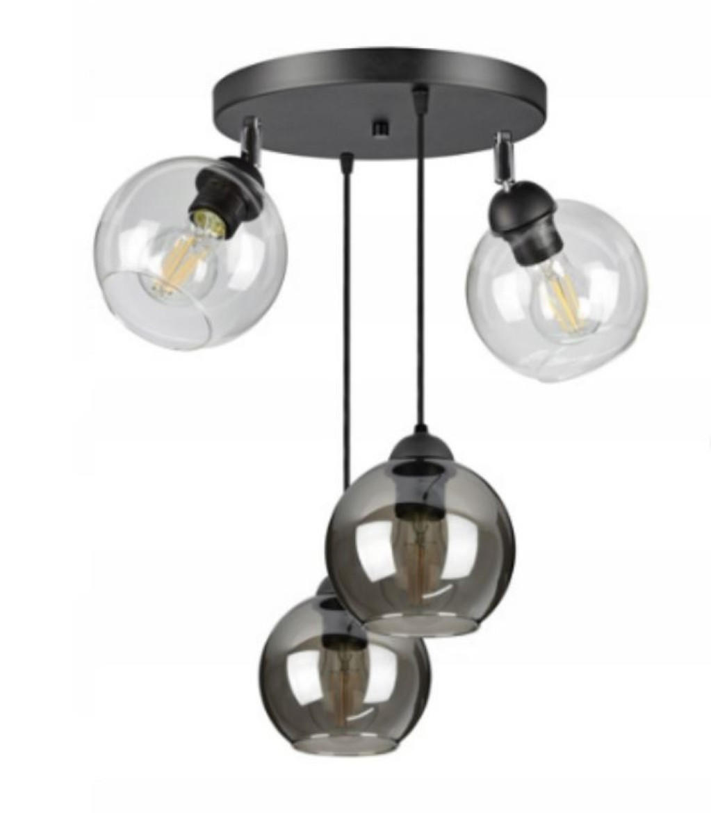 PENDELLEUCHTE HAGEN - Transparent/Schwarz, Glas/Metall (40/40/70cm) - kiki design