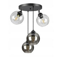PENDELLEUCHTE HAGEN - Transparent/Schwarz, Glas/Metall (40/40/70cm) - kiki design