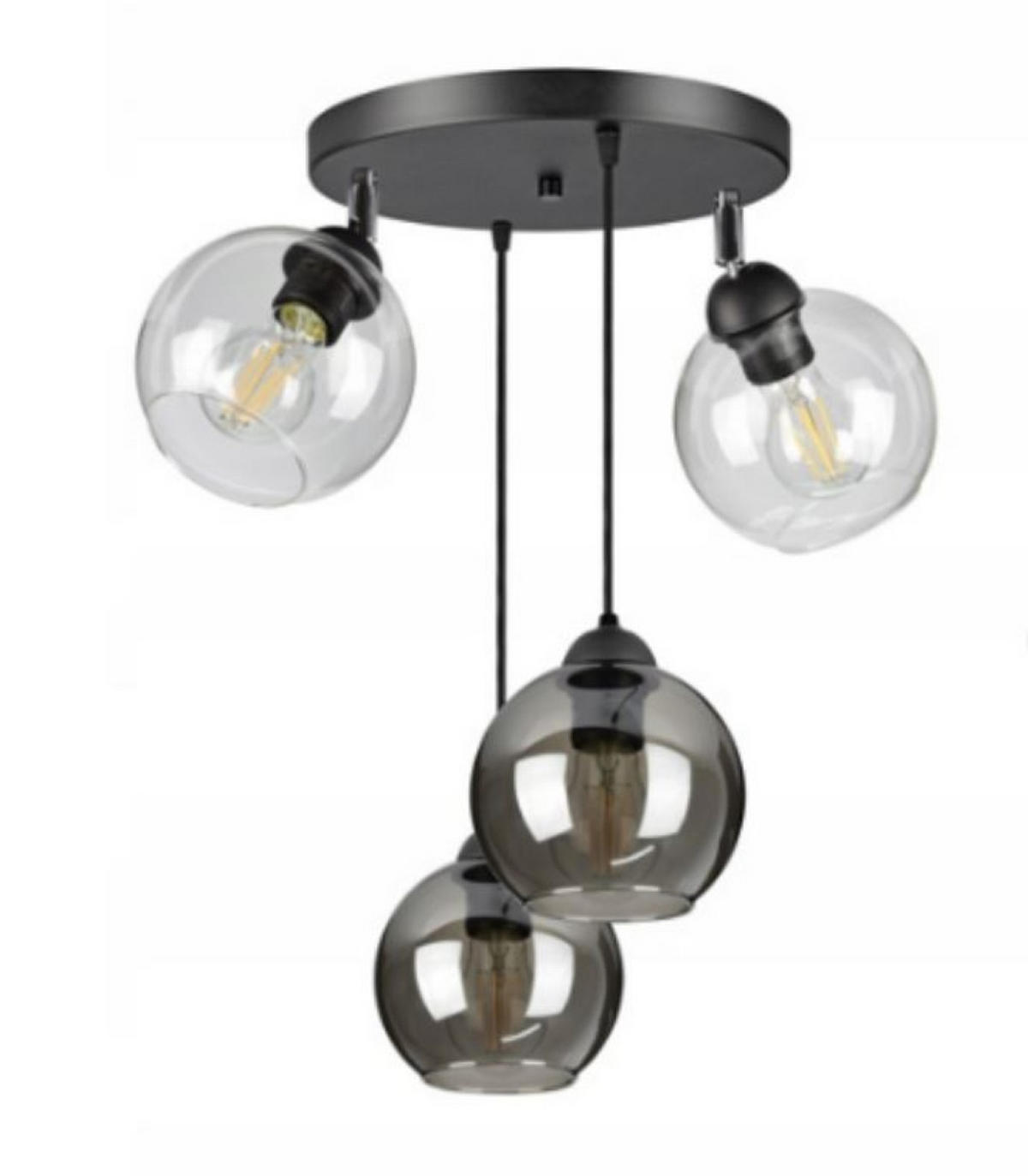 PENDELLEUCHTE HAGEN - Transparent/Schwarz, Glas/Metall (40/40/70cm) - kiki design