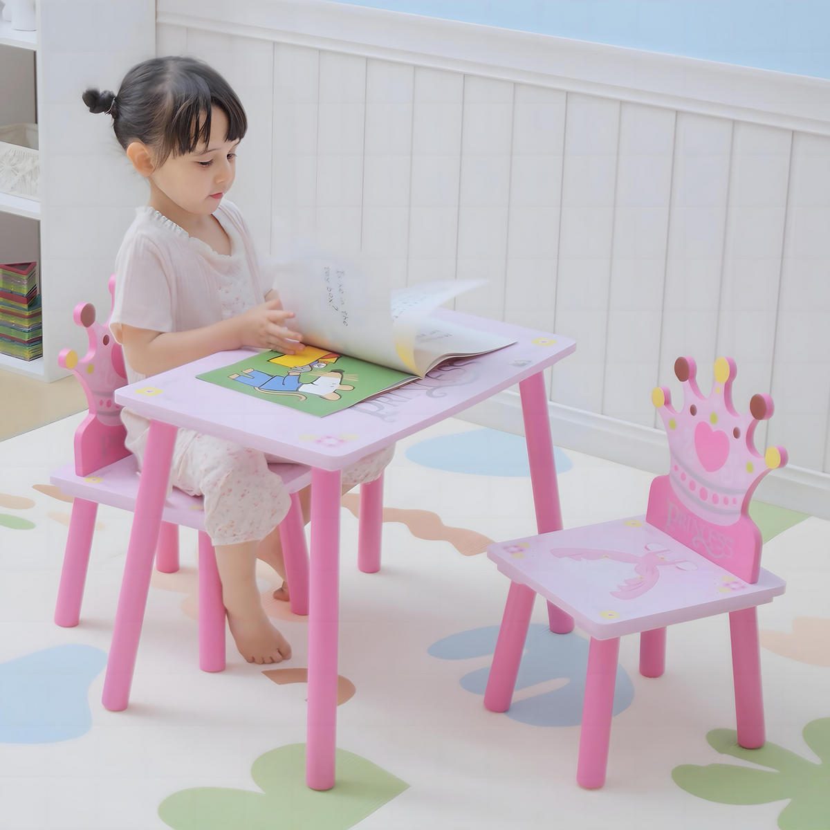 KINDERSITZGRUPPE DE-17499 3-teilig mit Kronenmotiv Rosé - Pink, Holzwerkstoff (34/42/55cm) - ComfortXL