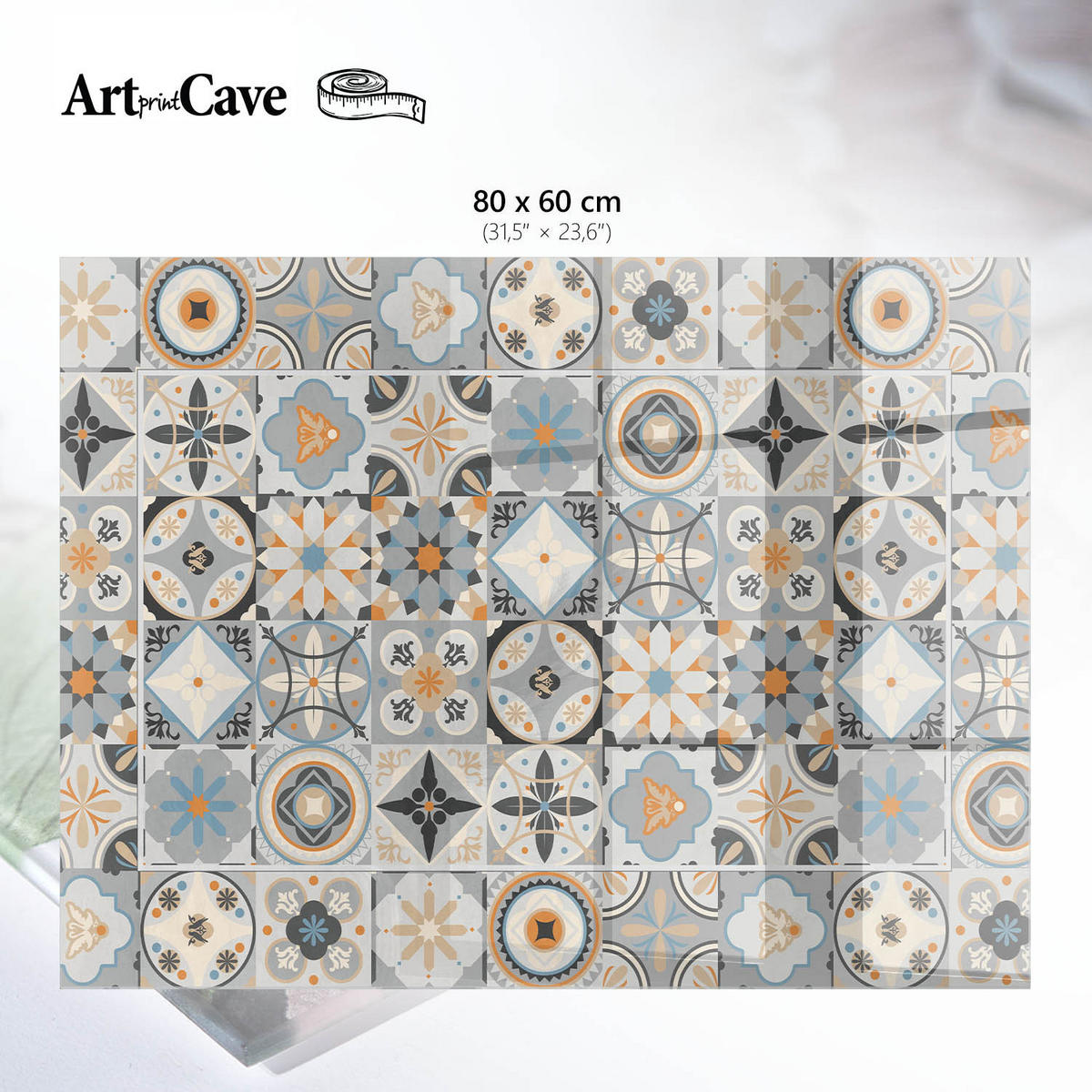 GLASPLATTE 80x60 cm – Farbenfrohes Mosaik - Braun, Glas (0.4/80/60cm) - ArtPrintCave