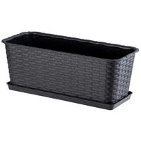 BALKONKASTEN mit Untersetzer 40 cm, Anthrazit - Anthrazit, Kunststoff (17/40cm) - KADAX