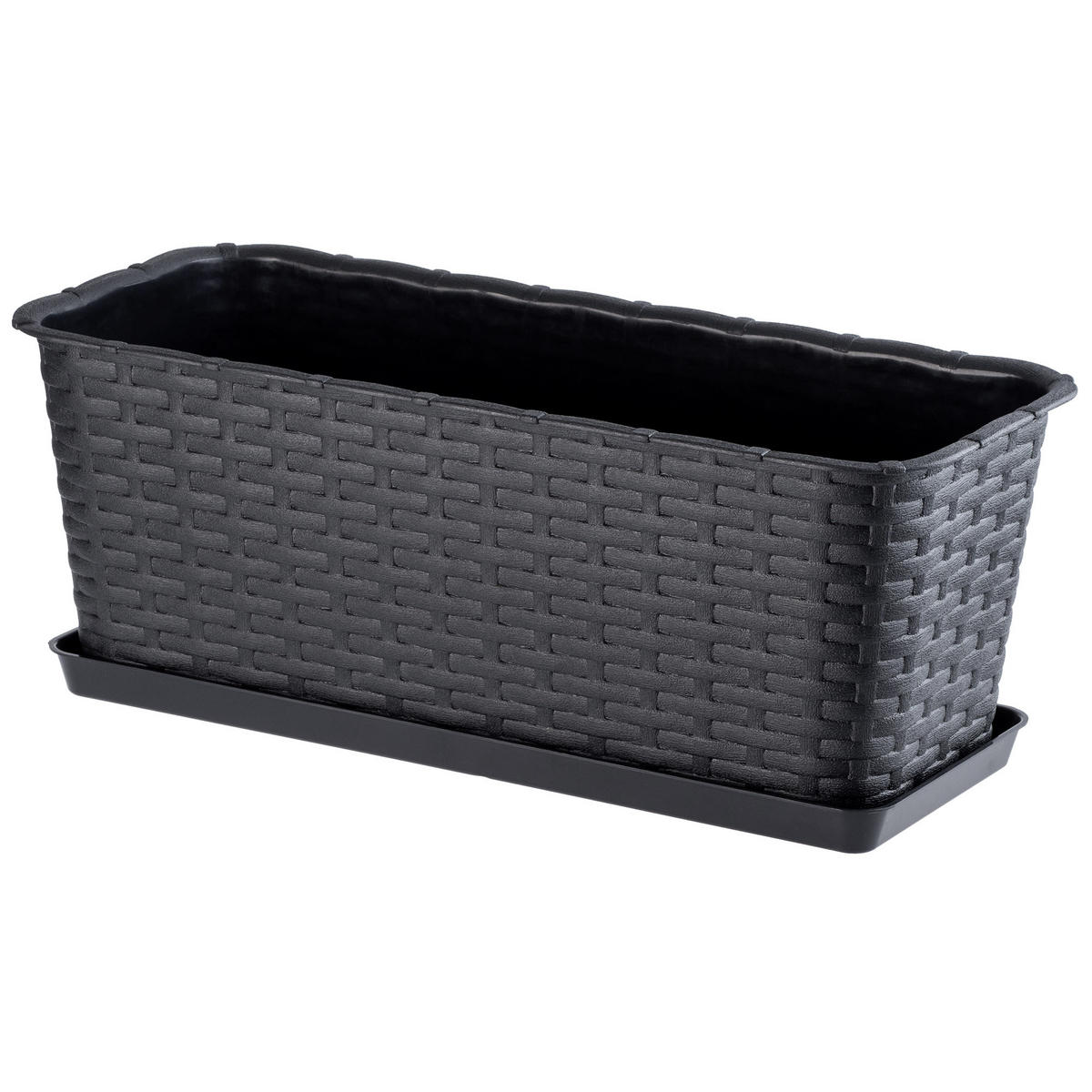 BALKONKASTEN mit Untersetzer 40 cm, Anthrazit - Anthrazit, Kunststoff (17/40cm) - KADAX