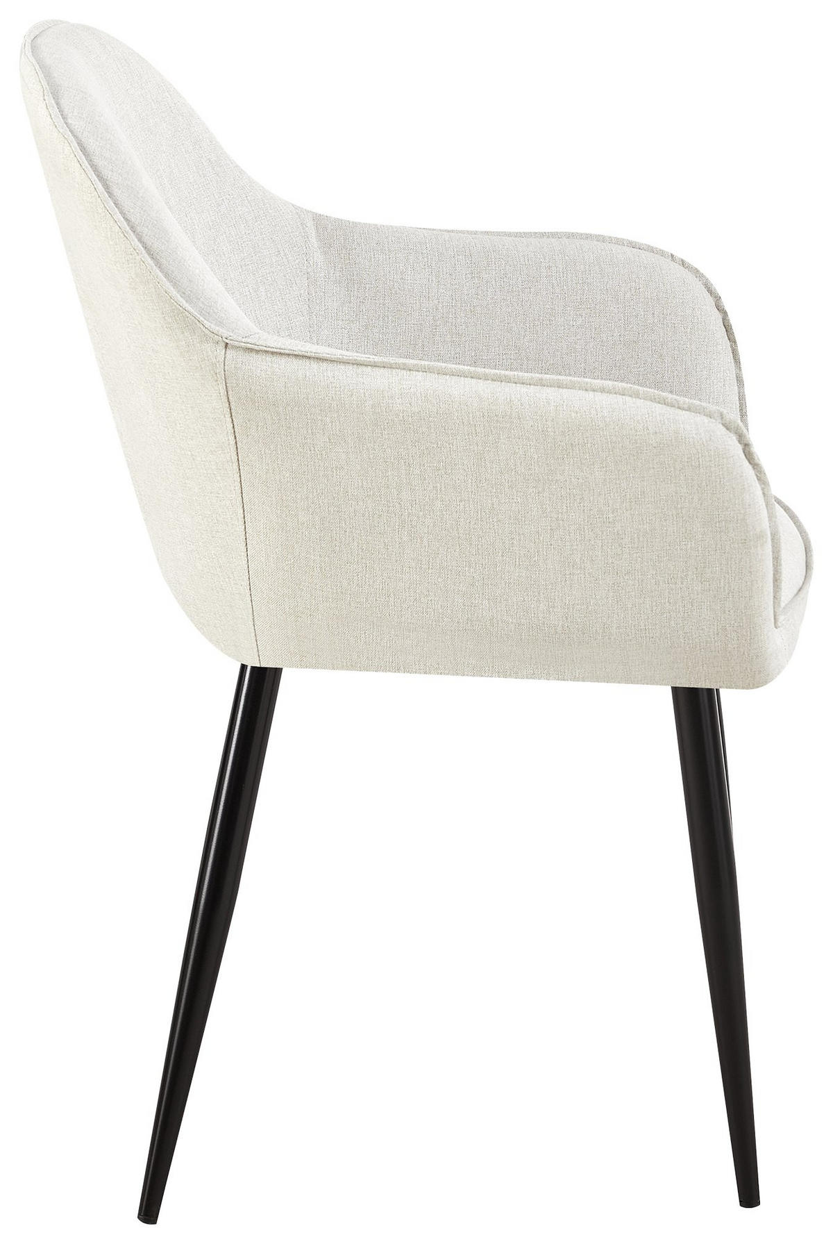 WOHNZIMMERSTUHL 2er Set Stoff creme - Creme/Schwarz, Textil/Metall (60/84/60cm) - CLP