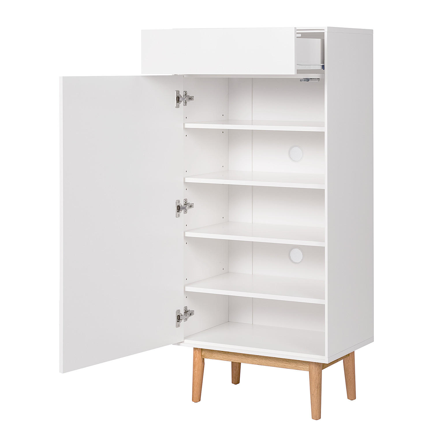 SCHUHKOMMODE mit 1 Schublade und 1 Tür - Eichefarben/Weiß, Holzwerkstoff (60/132/38cm) - home24