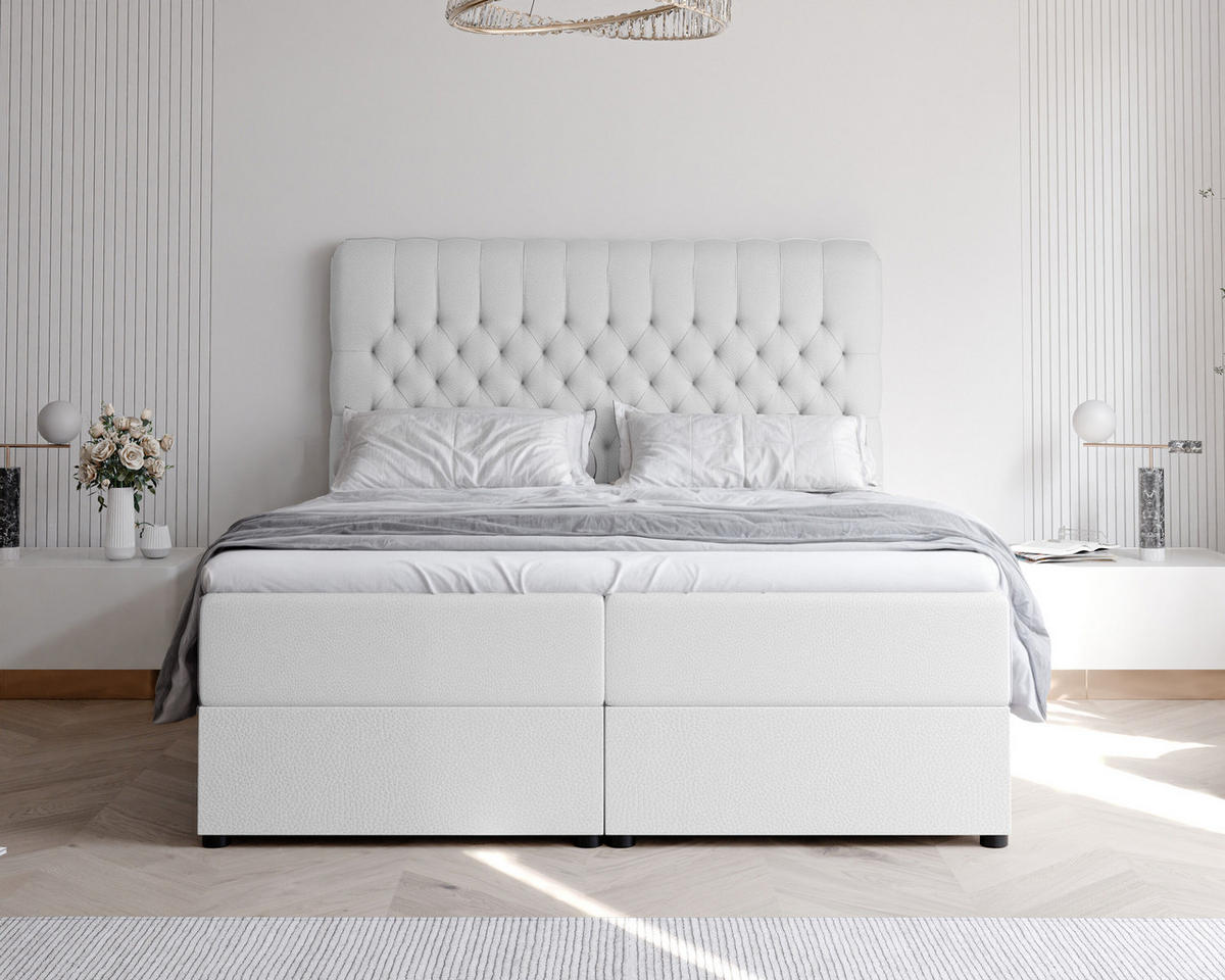 BOXBETT 160x200 cm mit Topper - Weiß, Holzwerkstoff/Textil (160/200cm) - Idohome