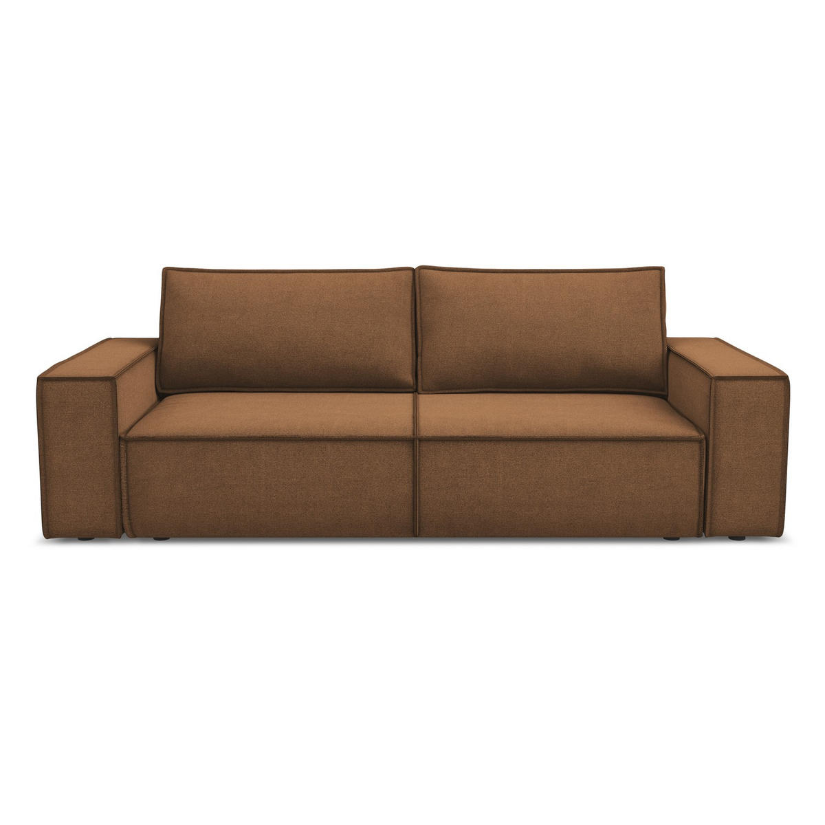 3-SITZER SOFA mit Schlaffunktion Strukturstoff Stoff Orange - Terracotta/Schwarz, Kunststoff/Textil (255/85/105cm) - LaMiaSofa