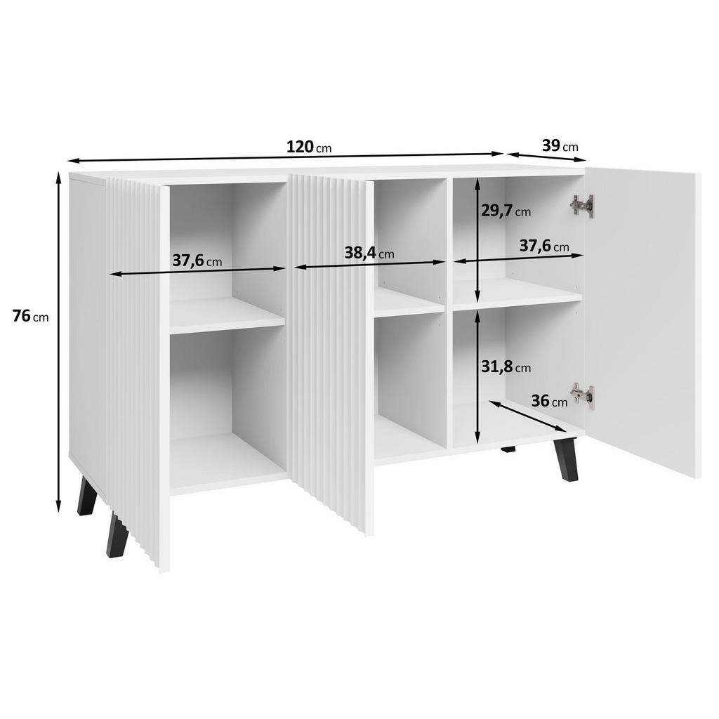 Thumbnail - Feldmann-Wohnen Kommode, Schwarz, Graphit, Holz, 3 Fächer, 120x76x39 cm, Wohnzimmer, Kommoden & Sideboards, Kommoden