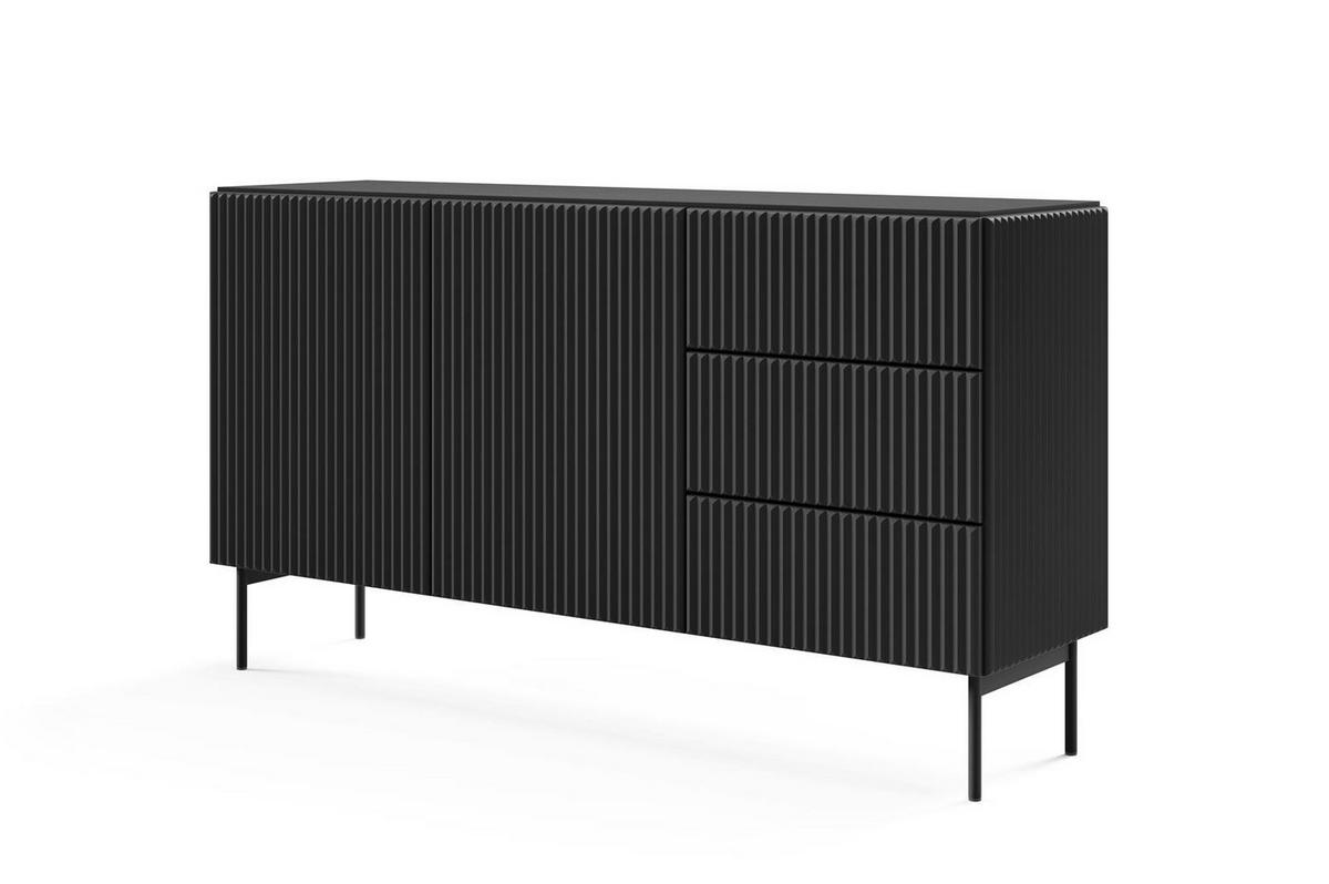 SIDEBOARD Tutti Schwarz, Kombikommode - Schwarz, Holzwerkstoff/Metall (147/81/40cm) - Bettso