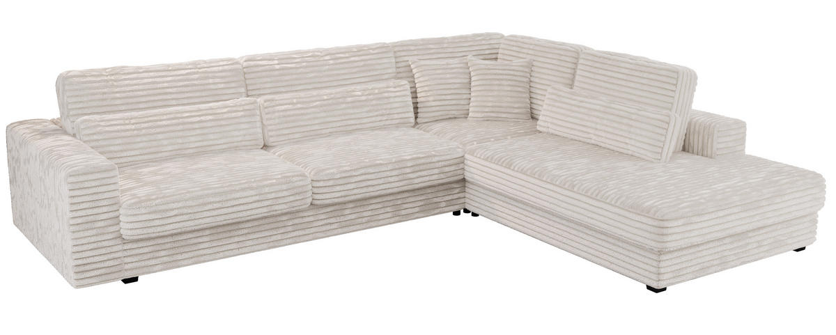 ECKSOFA Savona Beige breiter Cord - rechts - Beige/Schwarz, Kunststoff/Textil (249/316cm) - MKS