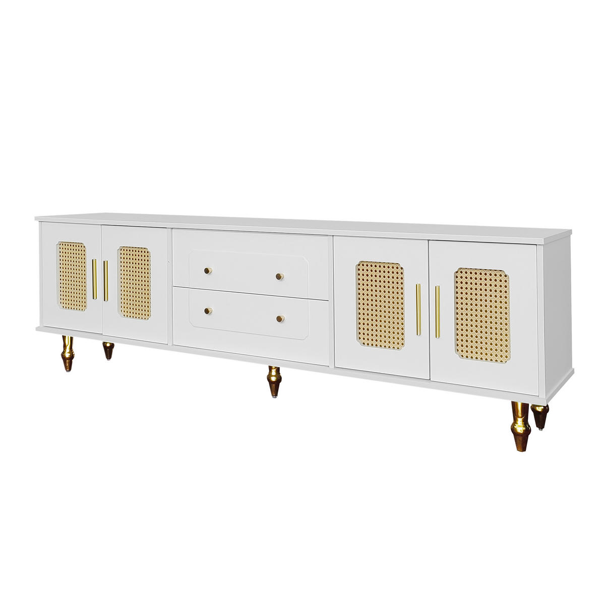 TV-SCHRANK Rattan, Metall - Weiß, Holzwerkstoff (38/55.5/175cm) - Raumix