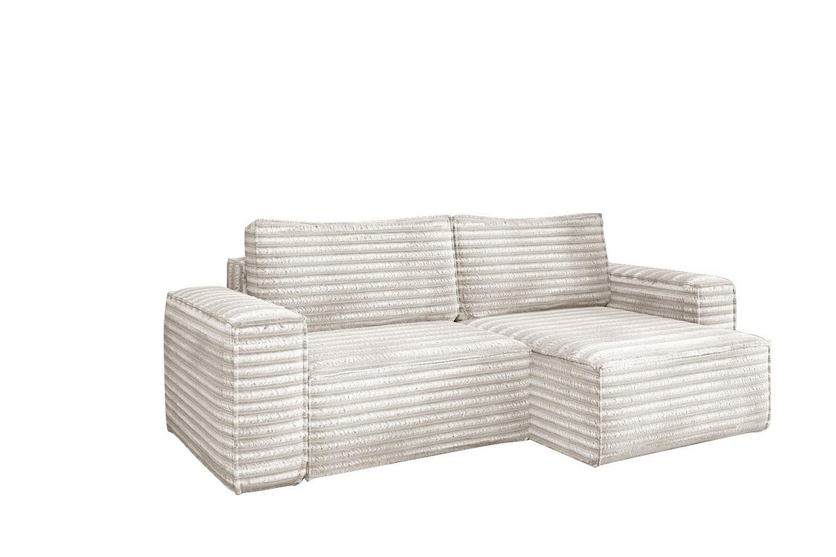 ECKSCHLAFSOFA Bohoo-Ecksofa mit Schlaffunktion stoff Velo Ecru Rechts - Ecru, Holz/Textil (248/140cm) - Kaiser Möbel