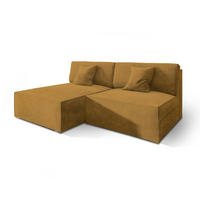 ROHOVÁ SEDAČKA FIORO žlutá - šedá/žlutá, dřevo/textil (204/148cm) - MASSENO