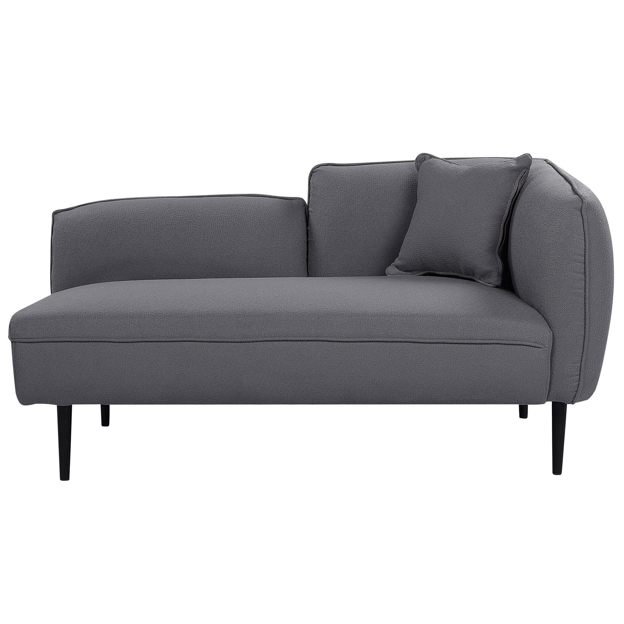 CHAISELONGUE Bouclé dunkelgrau rechtsseitig Chevannes - Schwarz/Grau, Textil (138/74/77cm) - Beliani
