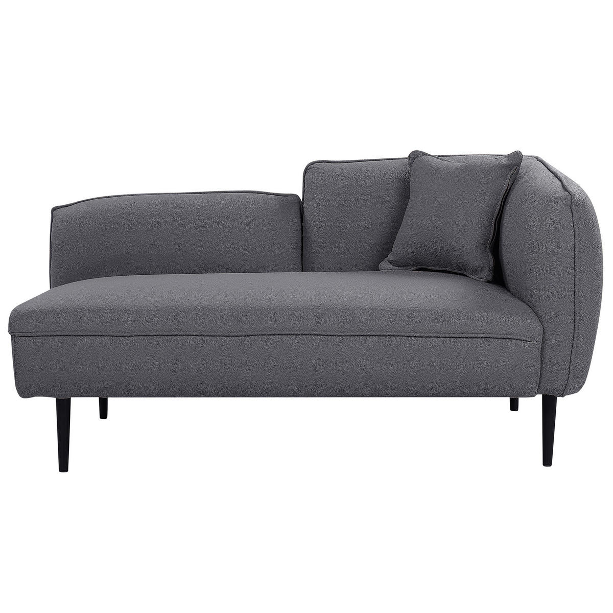 CHAISELONGUE Bouclé dunkelgrau rechtsseitig Chevannes - Schwarz/Grau, Textil (138/74/77cm) - Beliani