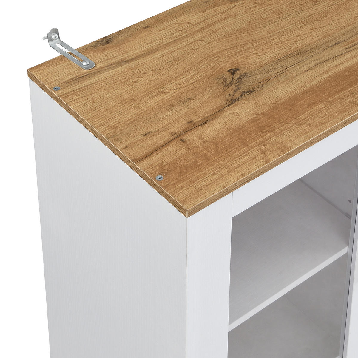 GESCHIRRSCHRANK aus MDF 94,5x30x175,5 cm in Weiß mit Vitrinentüren - Weiß, Holzwerkstoff (94.5/175.5/30cm) - Modfu